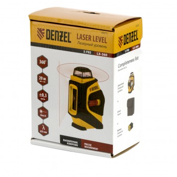 35075 | Уровень лазерный LX360, 20 м, ± 0,3 мм/1 м, горизонтальная и вертикальная плоскости, 360 град, 635 нм, резьба 1/4, DENZEL-1