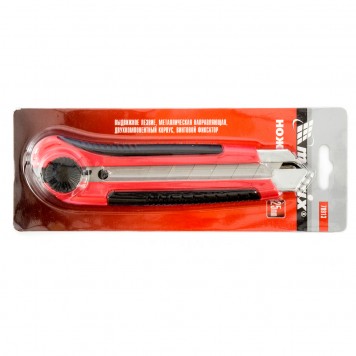 78913 | Нож, 25 мм, выдвижное лезвие, металлическая направляющая, двухкомпонентный корпус, винтовой фиксатор, с магнитом, MATRIX-2