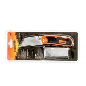 78981 | Нож, 19 мм, складной, пластиковая двухкомпонентная рукоятка, сменное трапециевидное лезвие, 5 лезвий, SPARTA-1