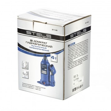 51145 | Домкрат гидравлический бутылочный телескопический, 4 т, подъем 170-420 мм, STELS-2