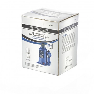 51146 | Домкрат гидравлический бутылочный телескопический, 6 т, подъем 170-430 мм, STELS-2