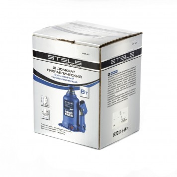 51147 | Домкрат гидравлический бутылочный телескопический, 8 т, подъем 170-430 мм, STELS-2