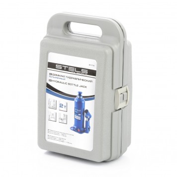 51172 | Домкрат гидравлический бутылочный, 2 т, h подъема 178-338 мм, в пластиковом кейсе, STELS-3