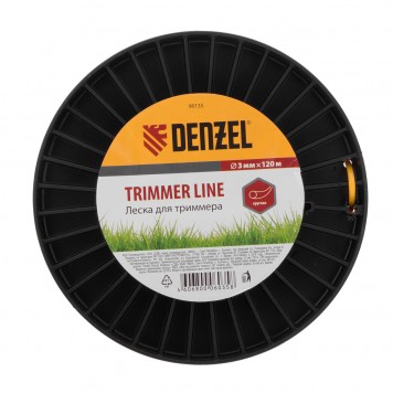 96135 | Леска для триммера круглая 3,0 мм, 120 м, на Din катушке, DENZEL-1
