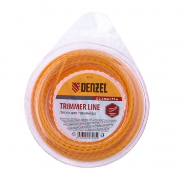 96137 | Леска для триммера овальная витая, 2,4 мм х 15 м, блистер, DENZEL-1