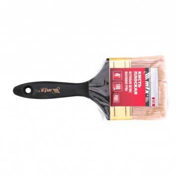 83165 | Кисть плоская 4", натуральная щетина, пластмассовая ручка, MTX ПРОФИ-3