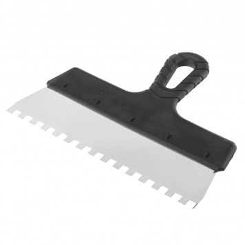 85143 | Шпатель из нержавеющей стали, 250 мм, зуб 8 х 8 мм, пластмассовая ручка Россия, РОССИЯ-2