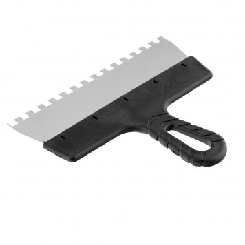 85143 | Шпатель из нержавеющей стали, 250 мм, зуб 8 х 8 мм, пластмассовая ручка Россия, РОССИЯ-3