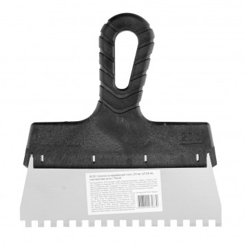 85158 | Шпатель из нержавеющей стали, 200 мм, зуб 6 х 6 мм, пластмассовая ручка Россия, РОССИЯ-0