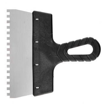 85158 | Шпатель из нержавеющей стали, 200 мм, зуб 6 х 6 мм, пластмассовая ручка Россия, РОССИЯ-1