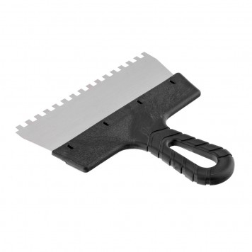 85158 | Шпатель из нержавеющей стали, 200 мм, зуб 6 х 6 мм, пластмассовая ручка Россия, РОССИЯ-3