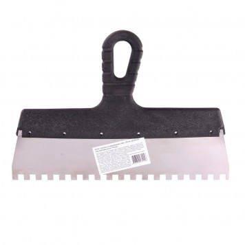 85144 | Шпатель из нержавеющей стали, 300 мм, зуб 8 х 8 мм, пластмассовая ручка Россия, РОССИЯ-0