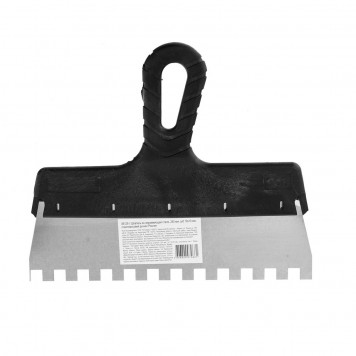 85129 | Шпатель из нержавеющей стали, 250 мм, зуб 10 х 10 мм, пластмассовая ручка Россия, РОССИЯ-0