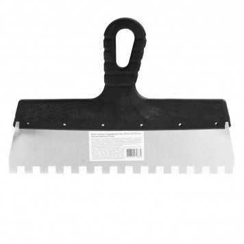 85130 | Шпатель из нержавеющей стали, 300 мм, зуб 10 х 10 мм, пластмассовая ручка Россия, РОССИЯ-0