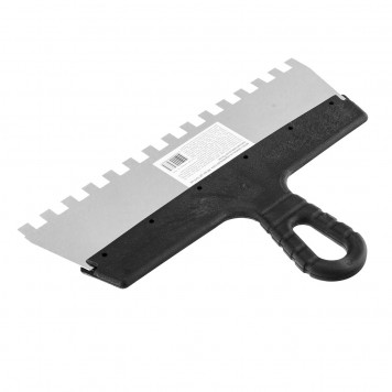 85130 | Шпатель из нержавеющей стали, 300 мм, зуб 10 х 10 мм, пластмассовая ручка Россия, РОССИЯ-2