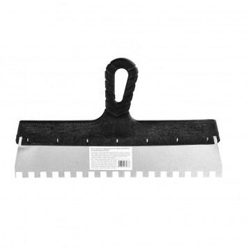 85131 | Шпатель из нержавеющей стали, 350 мм, зуб 10 х 10 мм, пластмассовая ручка Россия, РОССИЯ-0