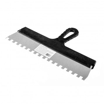 85131 | Шпатель из нержавеющей стали, 350 мм, зуб 10 х 10 мм, пластмассовая ручка Россия, РОССИЯ-1