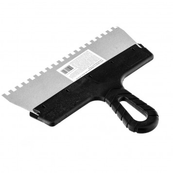 85139 | Шпатель из нержавеющей стали, 250 мм, зуб 6 х 6 мм, пластмассовая ручка Россия, РОССИЯ-2