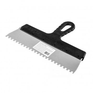 85140 | Шпатель из нержавеющей стали, 300 мм, зуб 6 х 6 мм, пластмассовая ручка Россия, РОССИЯ-1