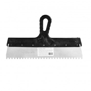 85141 | Шпатель из нержавеющей стали, 350 мм, зуб 6 х 6 мм, пластмассовая ручка Россия, РОССИЯ-0