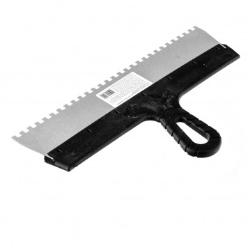 85141 | Шпатель из нержавеющей стали, 350 мм, зуб 6 х 6 мм, пластмассовая ручка Россия, РОССИЯ-2