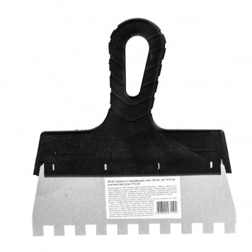 85148 | Шпатель из нержавеющей стали, 200 мм, зуб 10 х 10 мм, пластмассовая ручка Россия, РОССИЯ-0