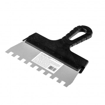 85148 | Шпатель из нержавеющей стали, 200 мм, зуб 10 х 10 мм, пластмассовая ручка Россия, РОССИЯ-1