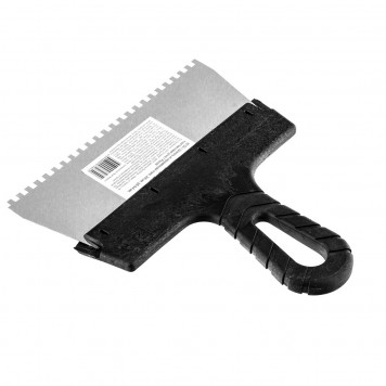 85155 | Шпатель из нержавеющей стали, 200 мм, зуб 4 х 4 мм, пластмассовая ручка Россия, РОССИЯ-2