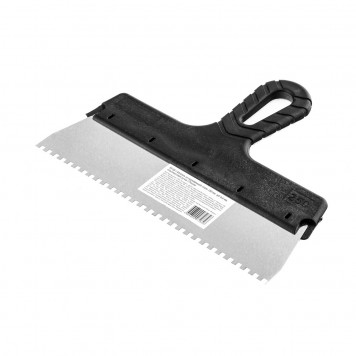 85156 | Шпатель из нержавеющей стали, 250 мм, зуб 4 х 4 мм, пластмассовая ручка Россия, РОССИЯ-1