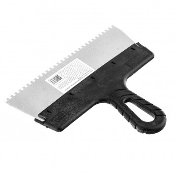 85156 | Шпатель из нержавеющей стали, 250 мм, зуб 4 х 4 мм, пластмассовая ручка Россия, РОССИЯ-2