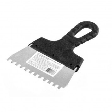 85157 | Шпатель из нержавеющей стали, 150 мм, зуб 6 х 6 мм, пластмассовая ручка Россия, РОССИЯ-1