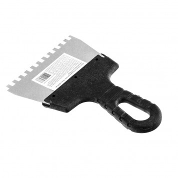 85157 | Шпатель из нержавеющей стали, 150 мм, зуб 6 х 6 мм, пластмассовая ручка Россия, РОССИЯ-2