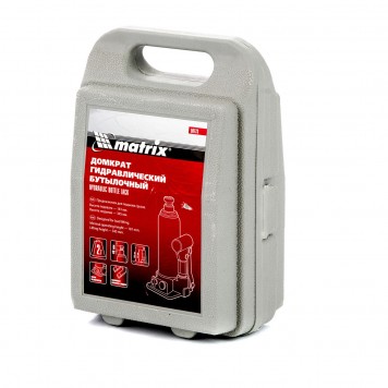 50773 | Домкрат гидравлический бутылочный, 2 т, h подъема 181-345 мм, в пластиковом кейсе, MATRIX-2