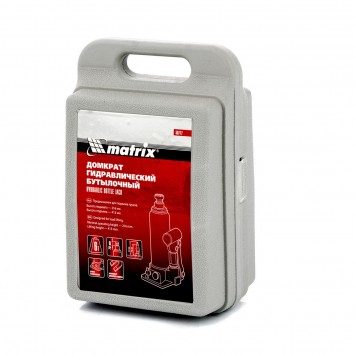50777 | Домкрат гидравлический бутылочный, 6 т, h подъема 216-413 мм, в пластиковом кейсе, MATRIX-2