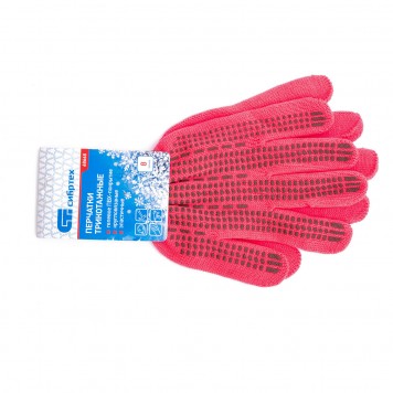 68668 | Перчатки трикотажные, акрил, ПВХ гель, "Протектор", коралл, оверлок, СИБРТЕХ-1