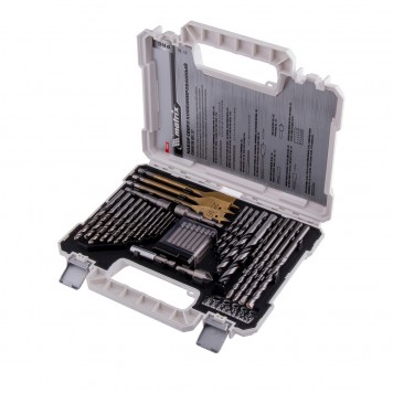 725650 | Набор сверл комбинированный, сверла по металлу 1-6,5 мм, бетону 4-8 мм, дереву 4-10 мм, перки, биты 20 шт, адаптер, головки 2 шт, зенковка, 50 предметов Pro, MATRIX-1