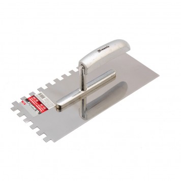 86741 | Гладилка из нержавеющей стали, 280 x 130 мм, деревянная ручка, зуб 10 x 10 мм, MATRIX-0