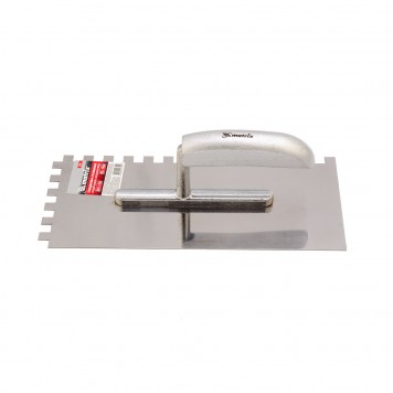 86741 | Гладилка из нержавеющей стали, 280 x 130 мм, деревянная ручка, зуб 10 x 10 мм, MATRIX-2