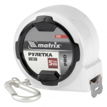 32594 | Рулетка, 5 м x 19 мм, возможность записи, карабин-держатель, MATRIX MOTION PRO-0
