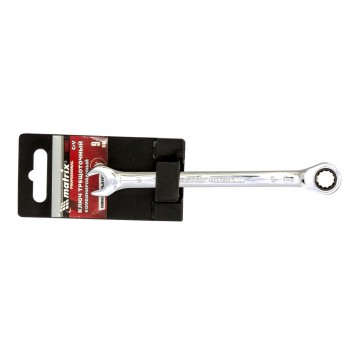 14802 | Ключ комбинированный трещоточный, 9 мм, CrV, зеркальный хром, MATRIX PROFESSIONAL-1