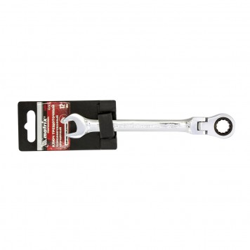 14864 | Ключ комбинированный трещоточный, 12 мм, CrV, шарнирный, зеркальный хром, MATRIX PROFESSIONAL-1