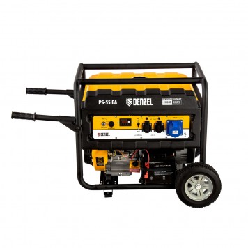 946874 | Генератор бензиновый PS 55 EA, 5.5 кВт, 230 В, 25 л, коннектор автоматики, электростартер, DENZEL-1