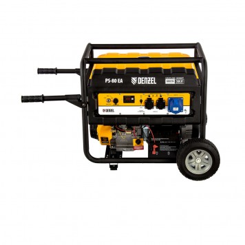 946924 | Генератор бензиновый PS 80 EA, 8.0 кВт, 230 В, 25 л, коннектор автоматики, электростартер, DENZEL-1