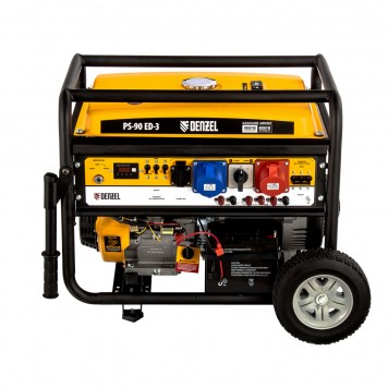946944 | Генератор бензиновый PS 90 ED-3, 9.0 кВт, переключение режима 230 В/400 В, 25 л, электростартер, DENZEL-0