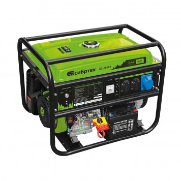 94549 | Генератор бензиновый 6,6 кВт, 230В, четырехтактный, 25 л, электростартер, СИБРТЕХ БС-8000Э-0