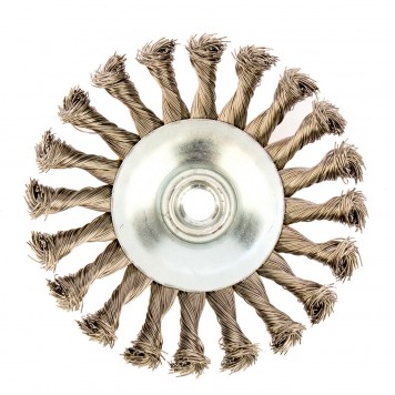 746113 | Щетка для УШМ, 125 мм, "Тарелка", крученая нержавеющая проволока 0.5 мм, М14, DENZEL-2