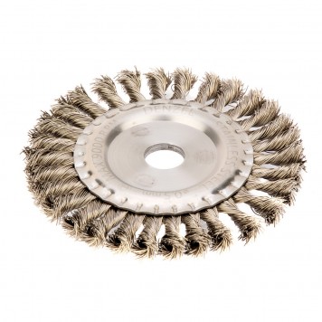 746343 | Щетка для УШМ, 150 мм, "Плоская", крученая нержавеющая проволока 0.5мм, посадка 22.2 мм, DENZEL-0