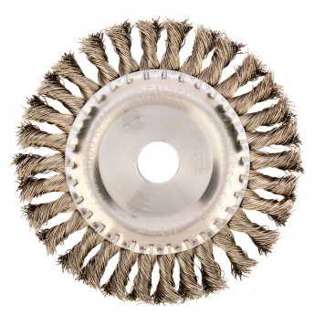746343 | Щетка для УШМ, 150 мм, "Плоская", крученая нержавеющая проволока 0.5мм, посадка 22.2 мм, DENZEL-1