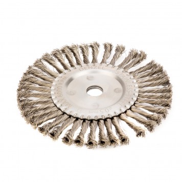 746383 | Щетка для УШМ, 200 мм, "Плоская", крученая нержавеющая проволока 0.5 мм, посадка 22.2 мм, DENZEL-0