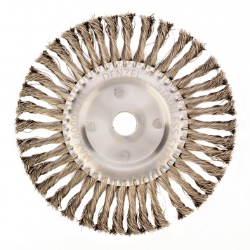 746383 | Щетка для УШМ, 200 мм, "Плоская", крученая нержавеющая проволока 0.5 мм, посадка 22.2 мм, DENZEL-1